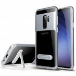 Wholesale Galaxy S9+ (Plus) Clear Armor Bumper Kickstand Case (Silver)